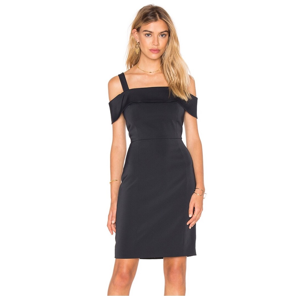 Rebecca Minkoff Cairo Cold Shoulder‎ Black Midi Dress